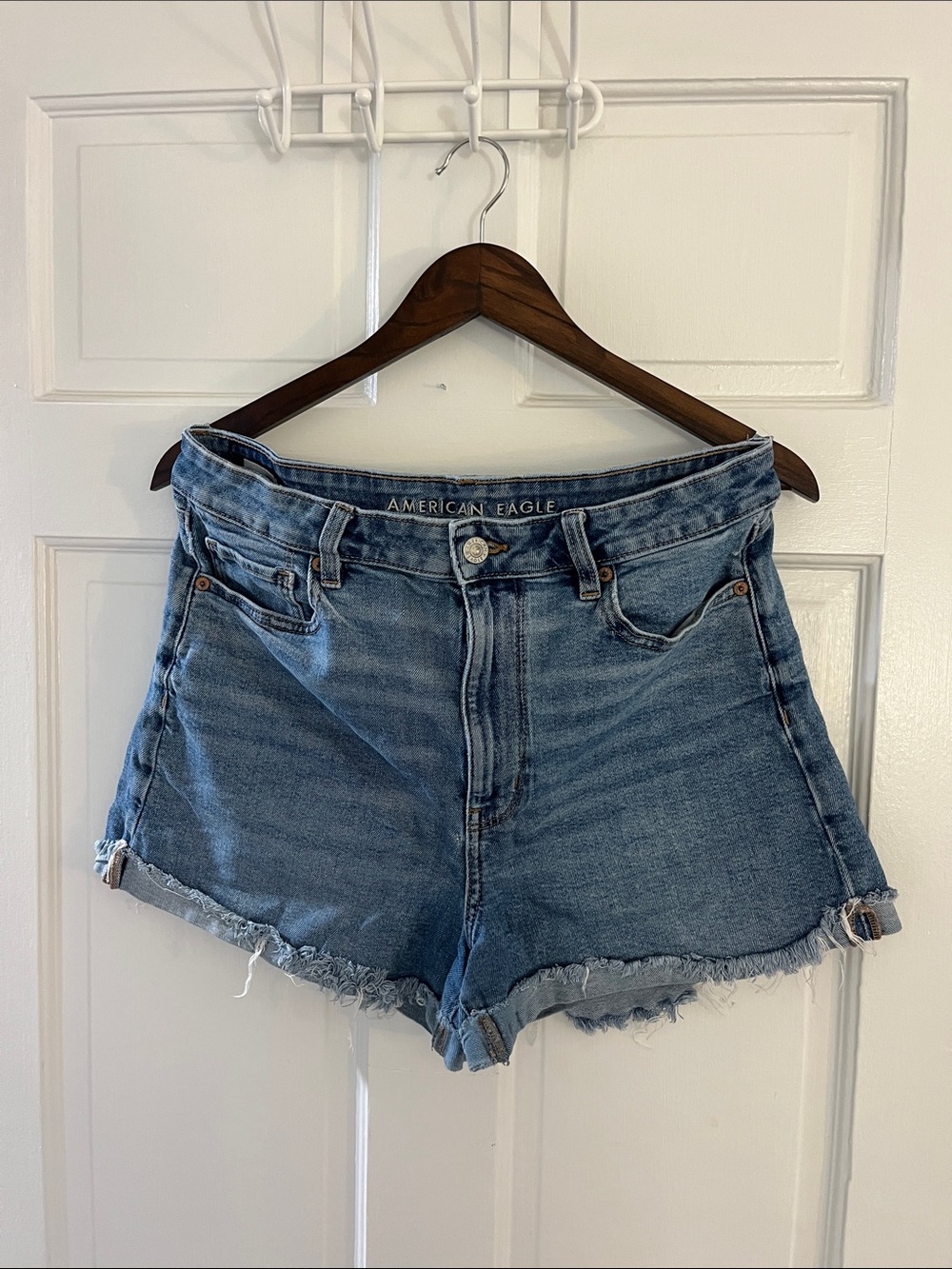 American Eagle Outfitters Medium Blue High-Rise Denim Jean Shorts